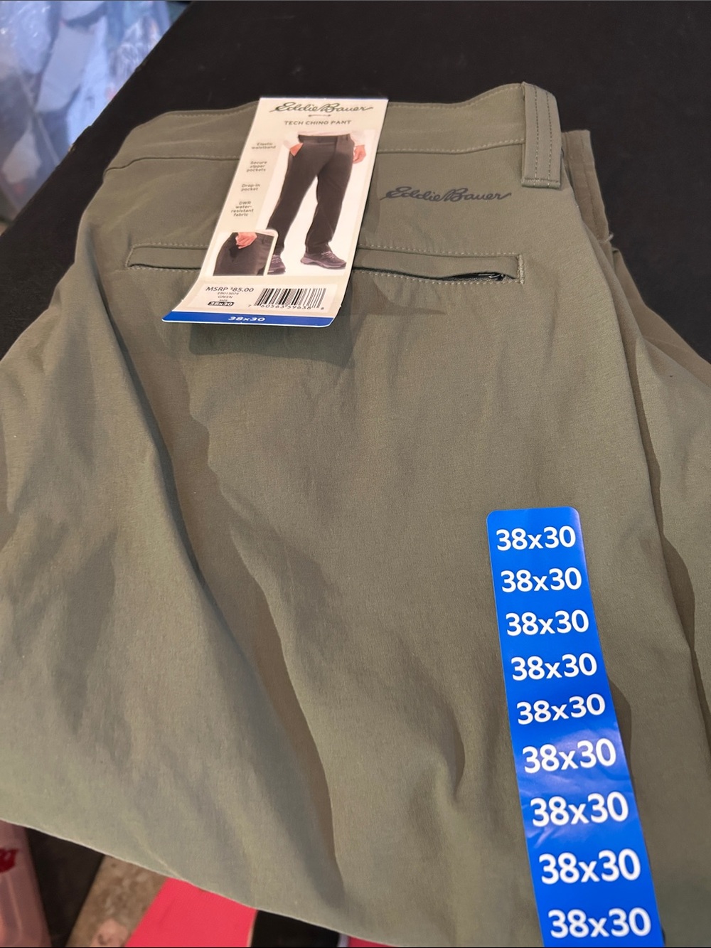 Eddie Bauer Men's Olive Chinos - Tech Stretch